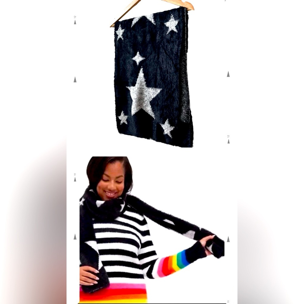 NWT Torrid Oblong Black & White Star Print Scarf